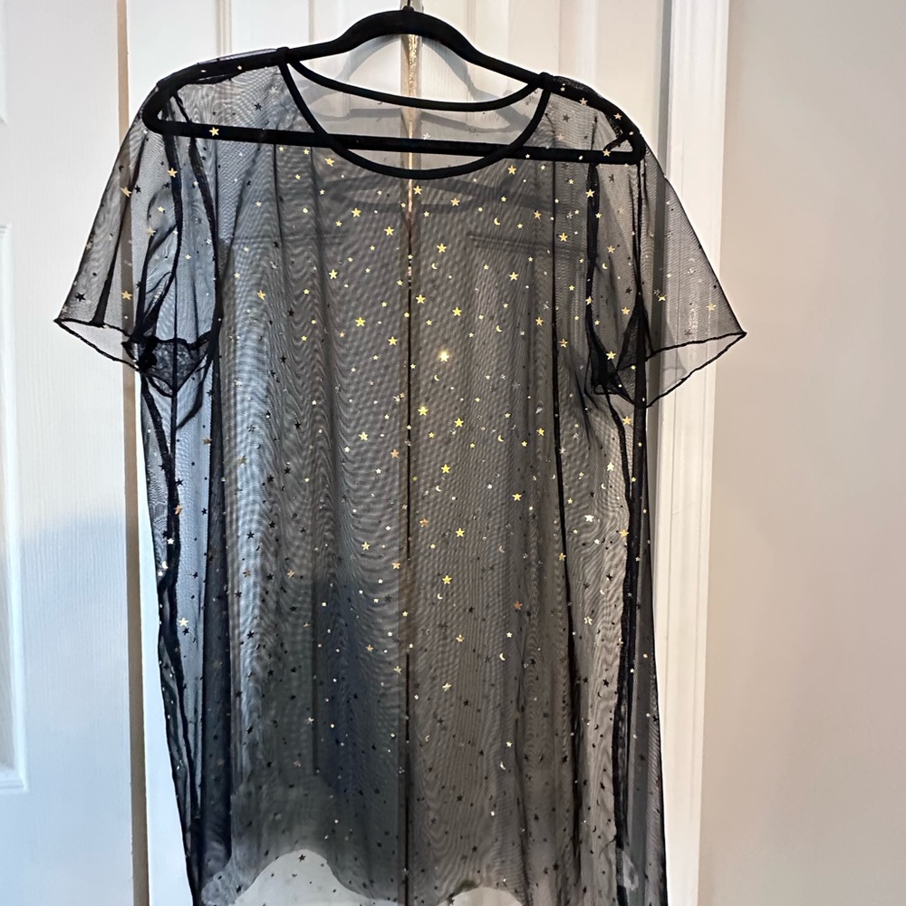 Sheer Black Starry Mini Dress
